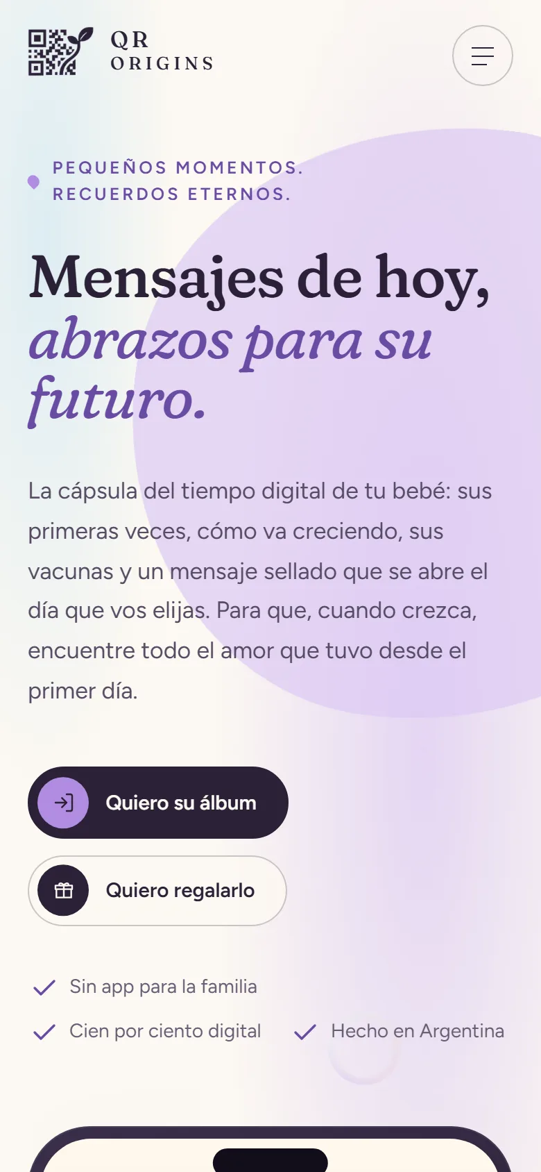 Pantalla de QR Origins