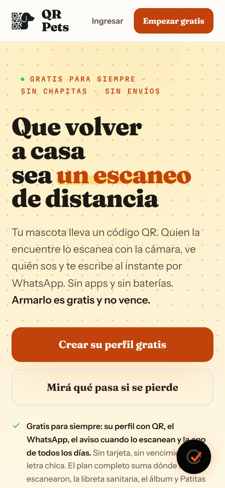 QR Pets en el teléfono
